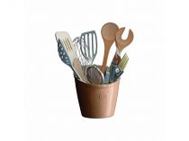 Ceramic container for kitchen utensils Emile Henry, oak
